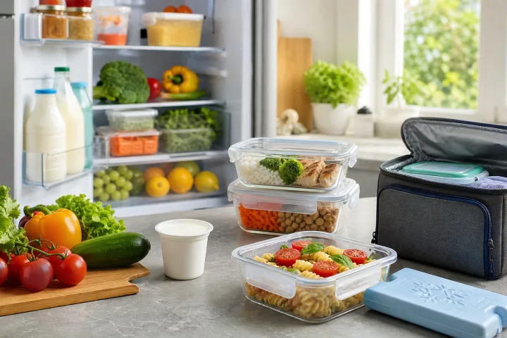 contenitori ermetici e borsa frigo per conservare il pranzo in estate