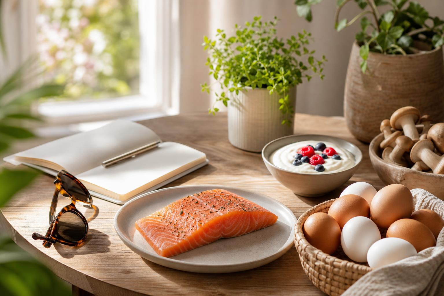 alimenti con vitamina D e appunti per una routine di benessere