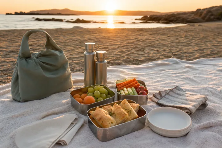 Cena in spiaggia: idee semplici che non diventano sabbia, sete e pesantezza